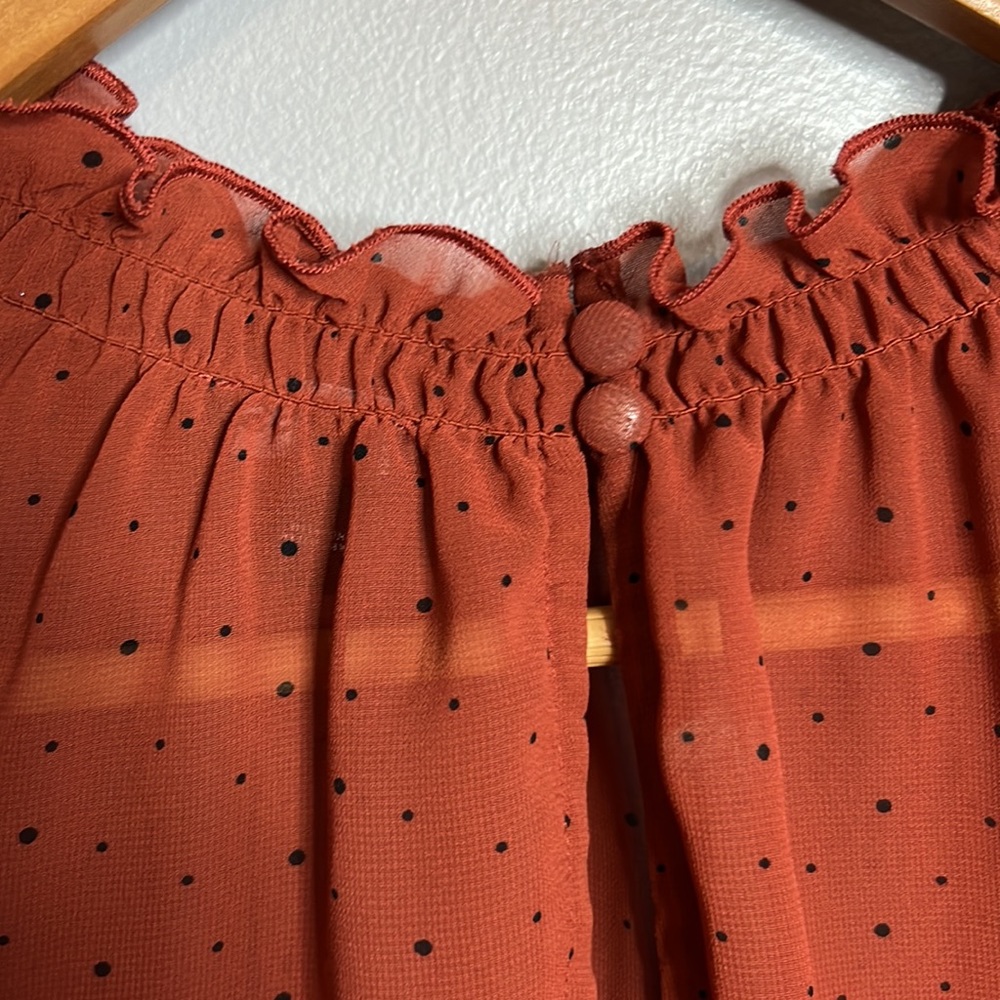 Express Rust With Polka Dots Colored Ruffled Shor… - image 5